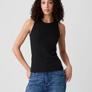 Gap Rib Halter Top in Black - Size L